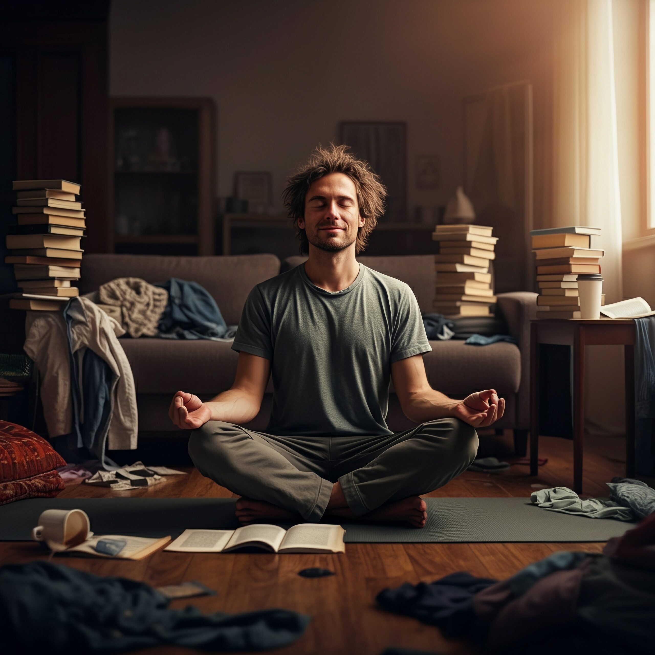Techniki relaksacyjne: ćwiczenia oddechowe, joga, skanowanie ciała, mindfulness. Kamienie energetyczne na piasku.